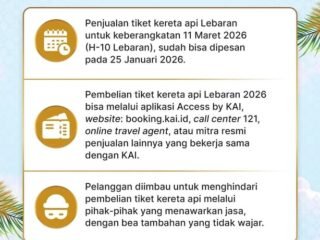 Kabar Gembira Bagi Masyarakat, KAI Akan Buka Pemesanan Tiket Lebaran, Catat Jadwalnya Agar Tidak Kehabisan