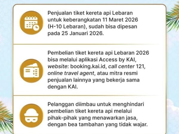 Kabar Gembira Bagi Masyarakat, KAI Akan Buka Pemesanan Tiket Lebaran, Catat Jadwalnya Agar Tidak Kehabisan